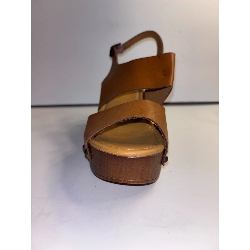 Madden Girl Driiggs Wedge Sandal Women's 8.5 Brown Faux Leather Comfort Open Toe